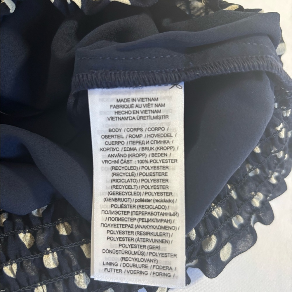 Ralph Lauren Navy Polka Dot Off-Shoulder Blouse - Picture 10 of 10